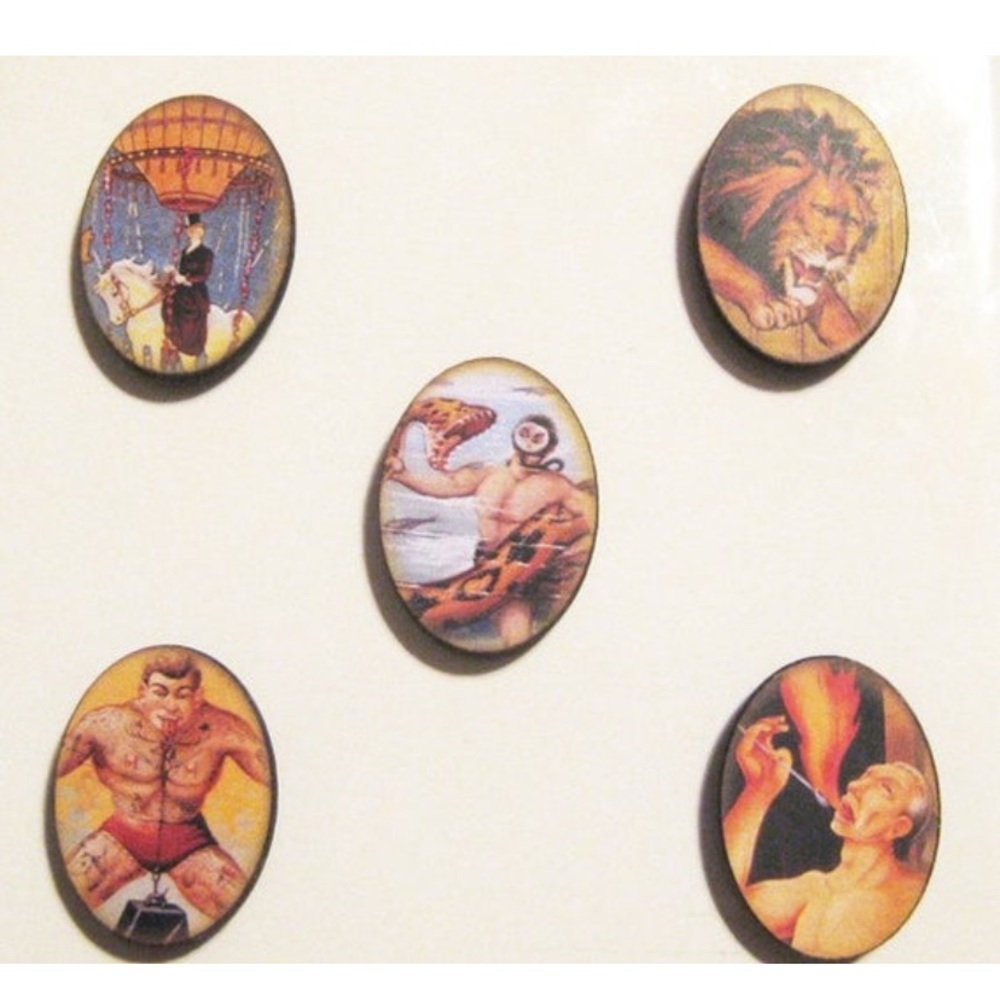 Vintage Circus/Carnival Wooden Magnet Sets